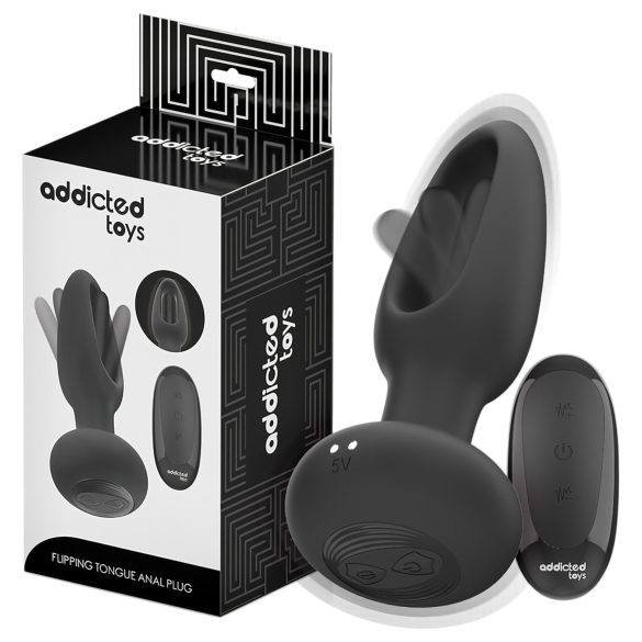 Addicted Toys - anālais vibrators ar kustīgu mēli melns