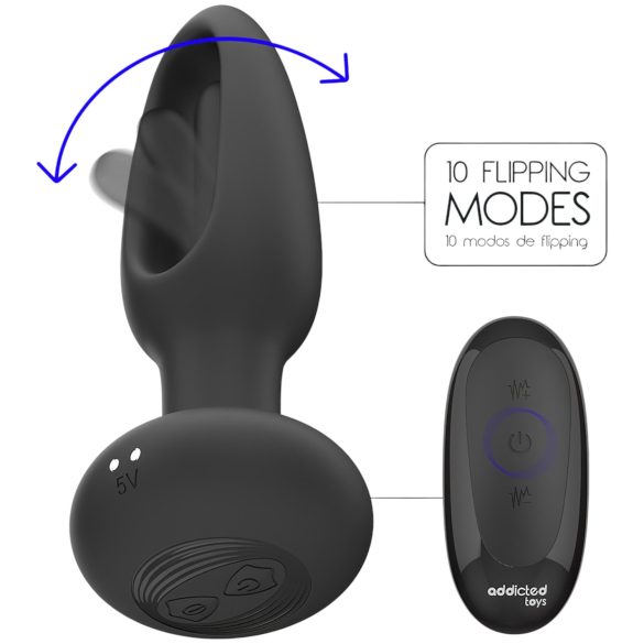 Addicted Toys - anālais vibrators ar kustīgu mēli melns