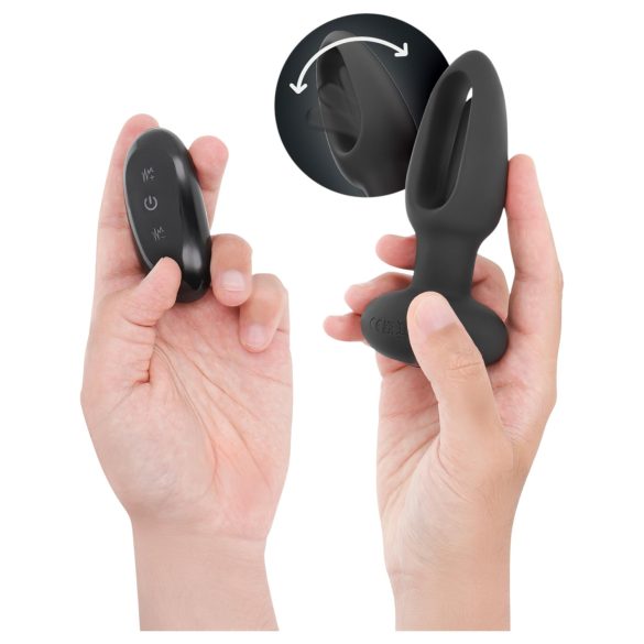 Addicted Toys - anālais vibrators ar kustīgu mēli melns