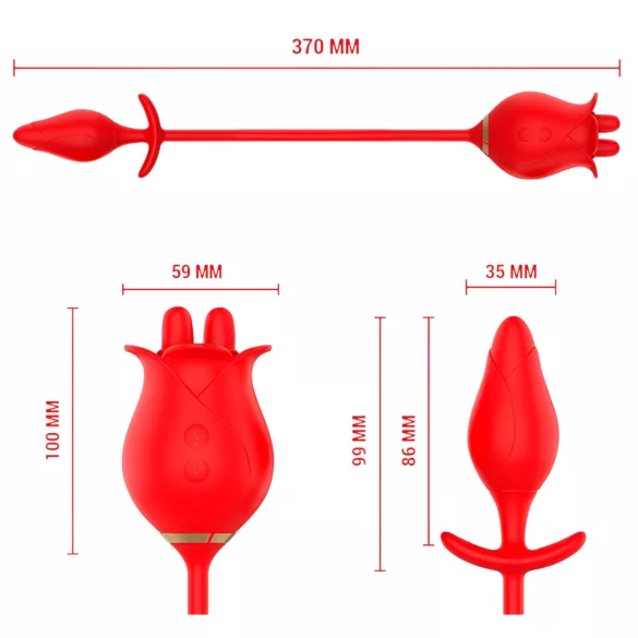 Intense Melanie - 2in1 vibrators ar kustīgu mēli klitoram sarkans