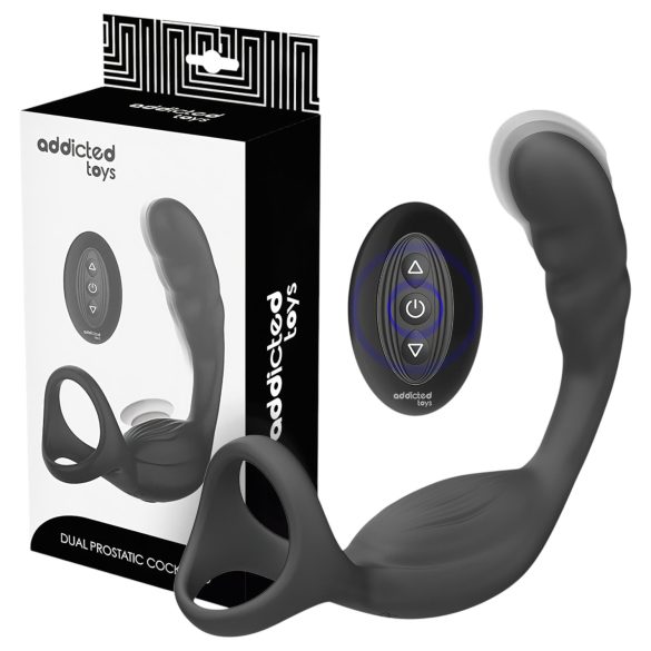 Addicted Toys - anālais vibrators ar dzimumlocekļa un sēklinieku gredzenu melns