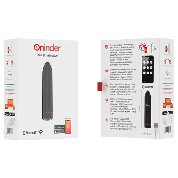 Oninder - mini vibrators ar lietotni, melns