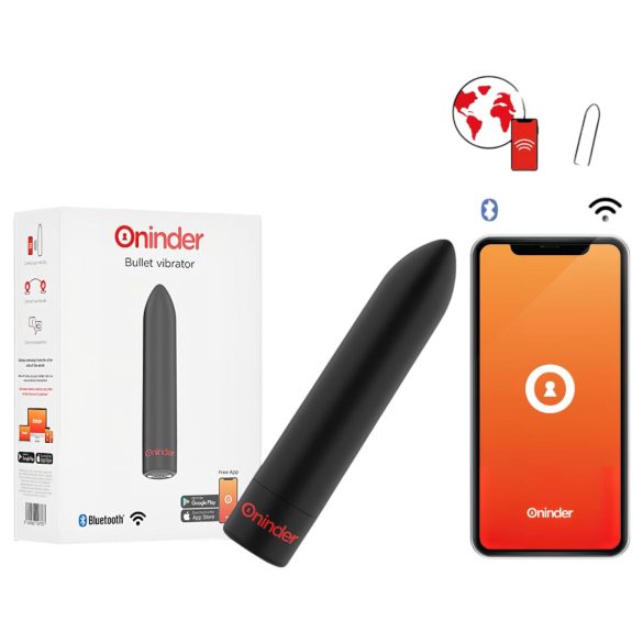 Oninder - mini vibrators ar lietotni, melns