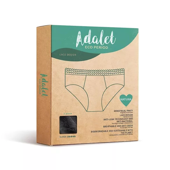 Adalet Natura Super - menstruālās biksītes melnas