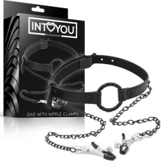 INTOYOU - mutes gag ar krūtsgalu klipšiem melns