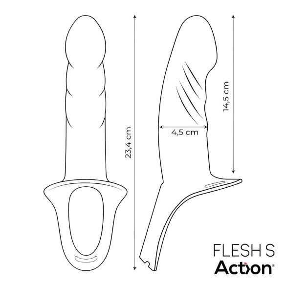 Action StrapOn S - strap-on dobum dildo ar dobu iekšpusi, bēšs