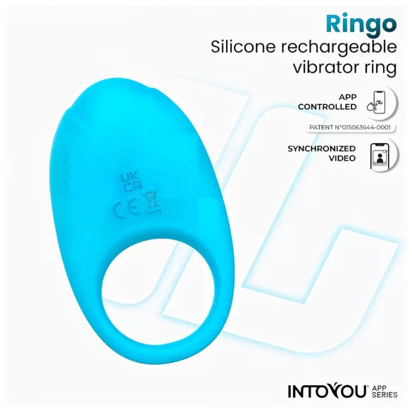INTOYOU Ringo - gudrs vibrējošs dzimumlocekļa gredzens ar lietotni (zils)