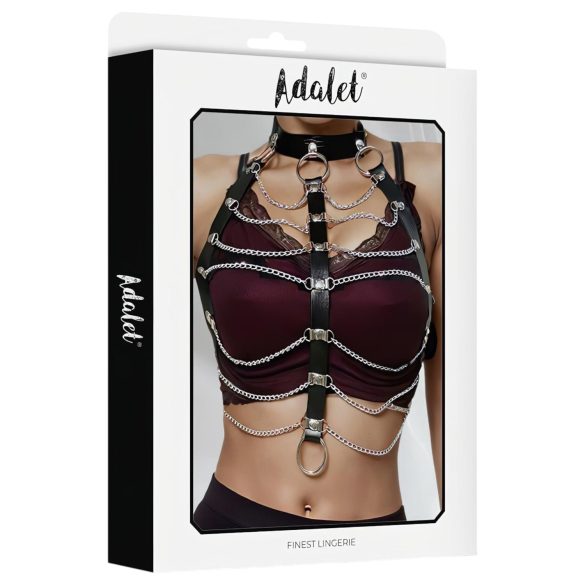 Adalet Hilda - vegānisks ādas ķēdes siksna (melna)