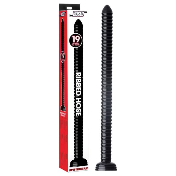 Rievots piesūcekņa anālais dildo (melns)