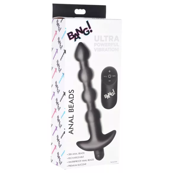 Bang! - uzlādējams, ar tālvadību anālais vibrators (melns)
