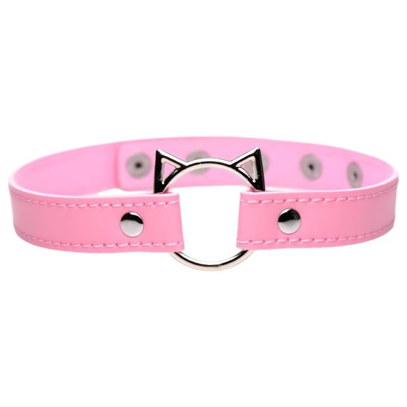Master Series Kinky Kitty - apkakle ar kaķa galvas gredzenu (rozā)