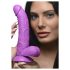 XR Brands POP - piesūcekņa dildo ar sēkliniekiem - 19 cm (violets)