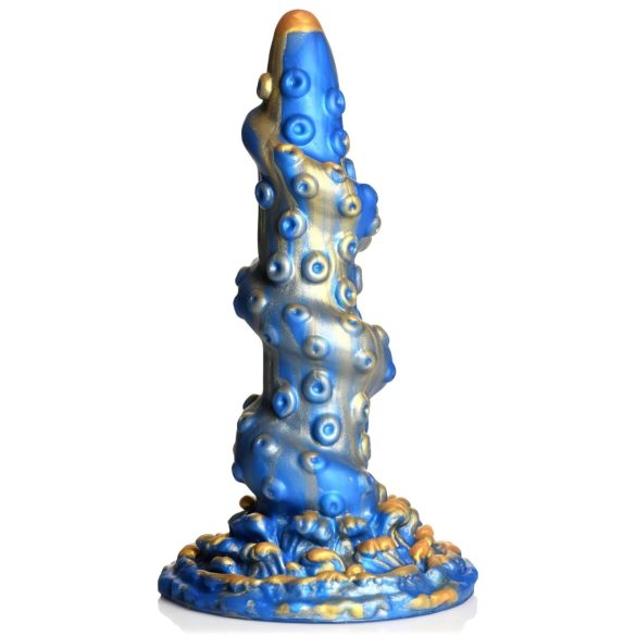Creature Cocks Kraken - dildo ar spirālu 21cm zelta-zils