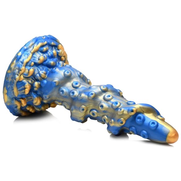 Creature Cocks Kraken - dildo ar spirālu 21cm zelta-zils