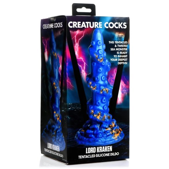 Creature Cocks Kraken - dildo ar spirālu 21cm zelta-zils