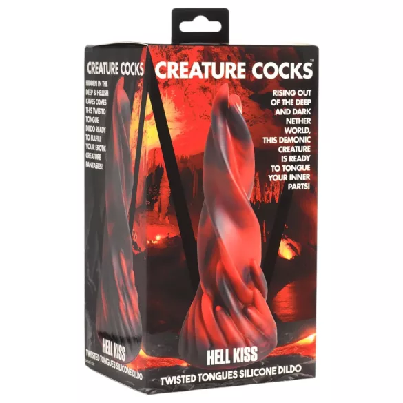 Creature Cocks Hell Kiss - vītņots silikona dildo - 19 cm (sarkans)