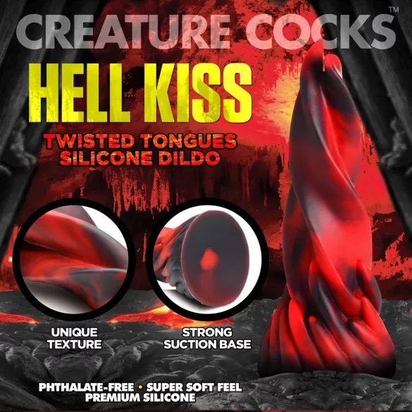 Creature Cocks Hell Kiss - vītņots silikona dildo - 19 cm (sarkans)