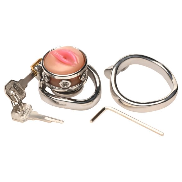 XR Brands - dzimumlocekļa būris ar mākslīgo maksti, sudraba