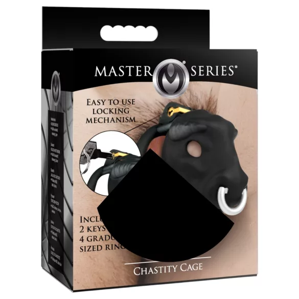 Master Series Bull - buļļagalvas dzimumlocekļa būris (melns)