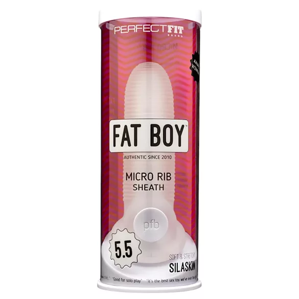 Perfect Fit - Fat Boy Micro Ribbed - dzimumlocekļa uzmava (15 cm, balta)