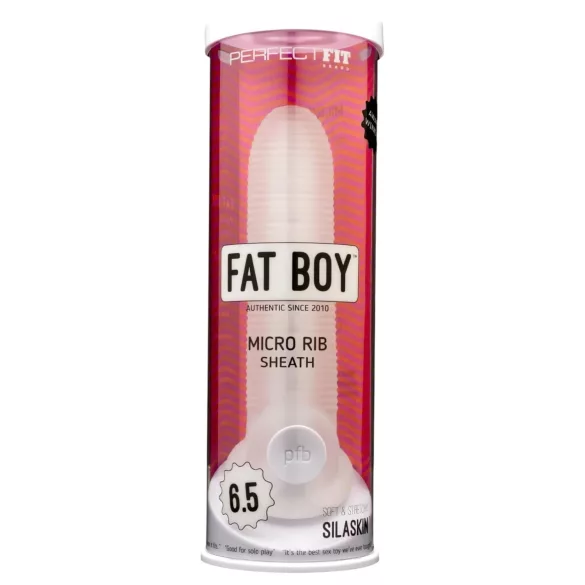 Perfect Fit - Fat Boy Micro Ribbed - dzimumlocekļa uzmava (17 cm, balta)