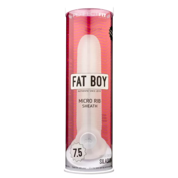Perfect Fit - Fat Boy Micro Ribbed - dzimumlocekļa uzmava (19 cm, balta)