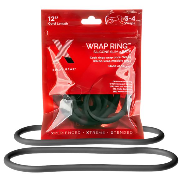 Perfect Fit Slim Wrap 12 - plānais dzimumlocekļa gredzens - melns (30 cm)