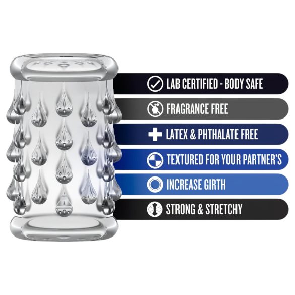 Stay Hard - dzimumlocekļa uzmava ar bumbiņām caurspīdīga