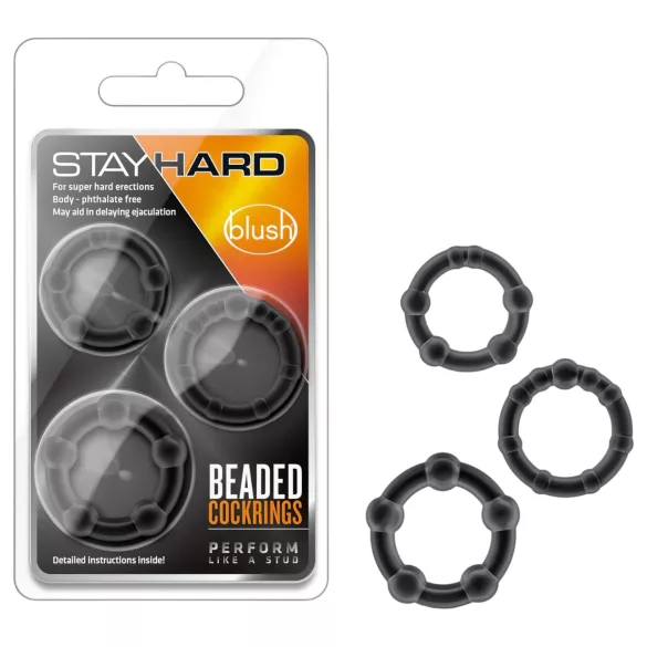 Stay Hard - erekcijas gredzenu komplekts melns