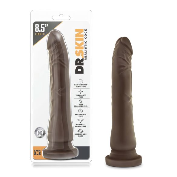 Dr. Skin 8.5 - dzīves reālists sūkņu dildo - brūns (20,5 cm)
