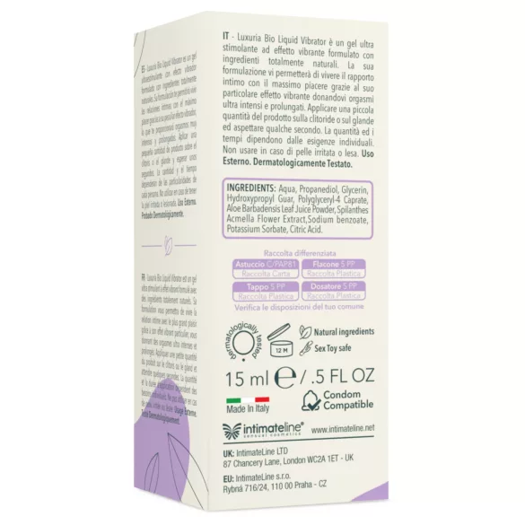 Intimateline Luxuria BIO - šķidrs vibratorgēls sievietēm (15 ml)