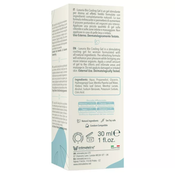 Intimateline Luxuria BIO - atvēsinošs uzbudinošais gēls sievietēm (30 ml)