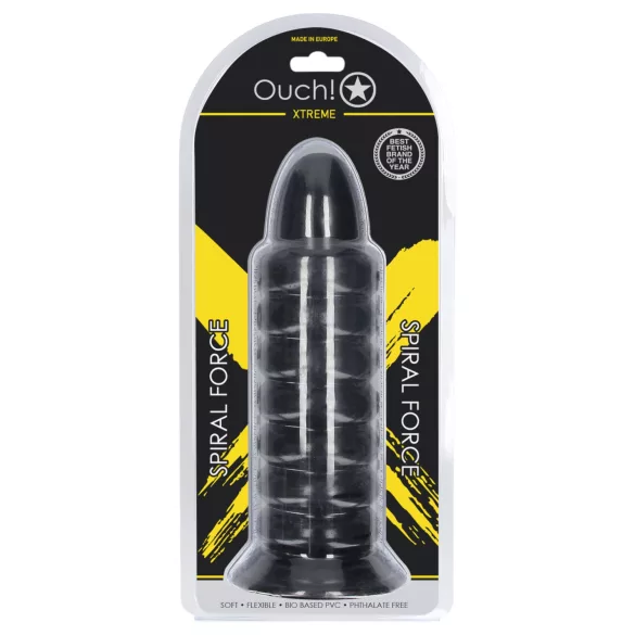 Ouch! Spiral Force - vītņots anālais spraudnis (melns) - 23,5 cm