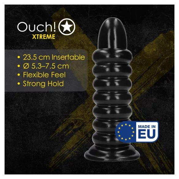 Ouch! Spiral Force - vītņots anālais spraudnis (melns) - 23,5 cm