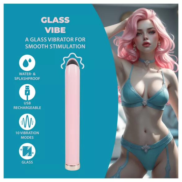 Loveline - taisns stikla vibrators (rozā)