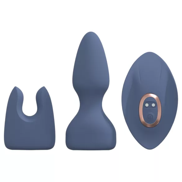 Loveline - vibrators ar maināmiem uzgaļiem (zils‑pelēks)