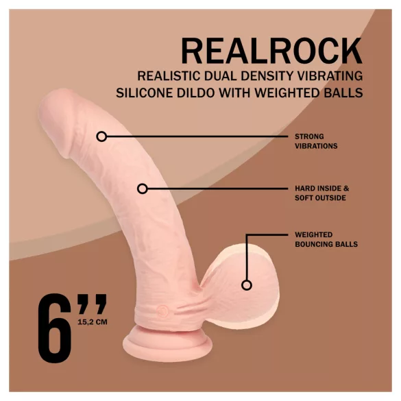 RealRock - dubultas blīvuma realistisks vibrators (ķermeņa krāsas) - 15 cm