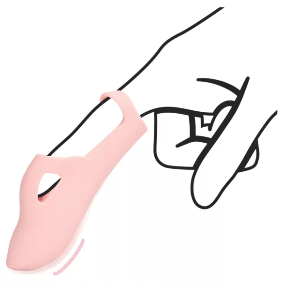 Loveline - pirkstu vibrators ar rievām rozā