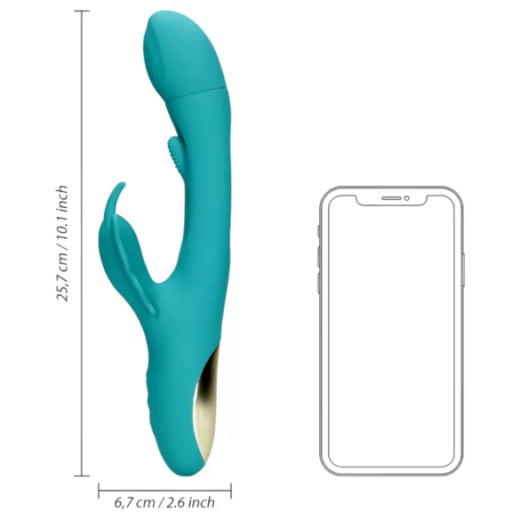 Loveline - vibrators ar tauriņu un mēlīti, tirkīza krāsa