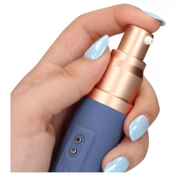 Loveline Travel - uzlādējams vibrators ar lubrikanta tvertni zils