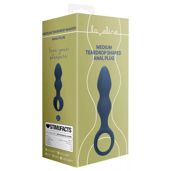 Loveline - anālais dildo ar gredzenu vidējs zils