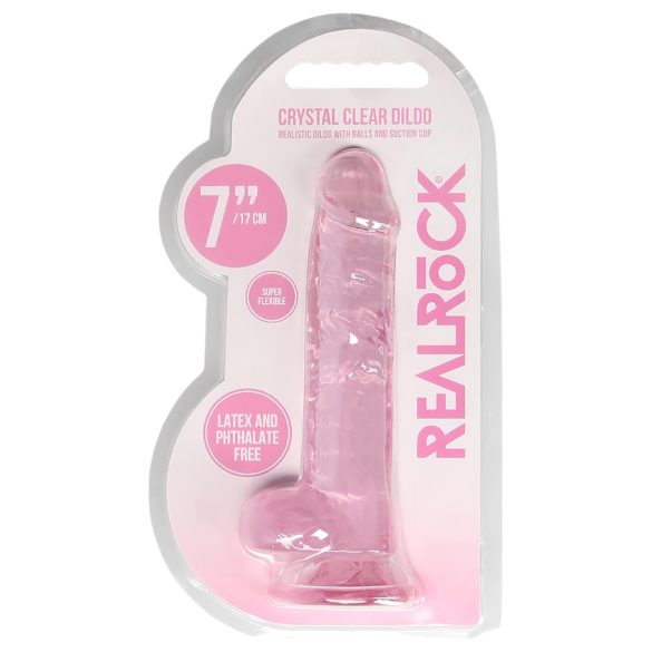 REALROCK - caurspīdīgs, reālistisks dildo - rozā (17cm)
