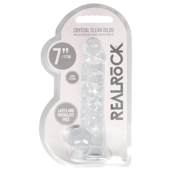 REALROCK – caurspīdīgs reālistisks dildo – caurspīdīgs (17 cm)