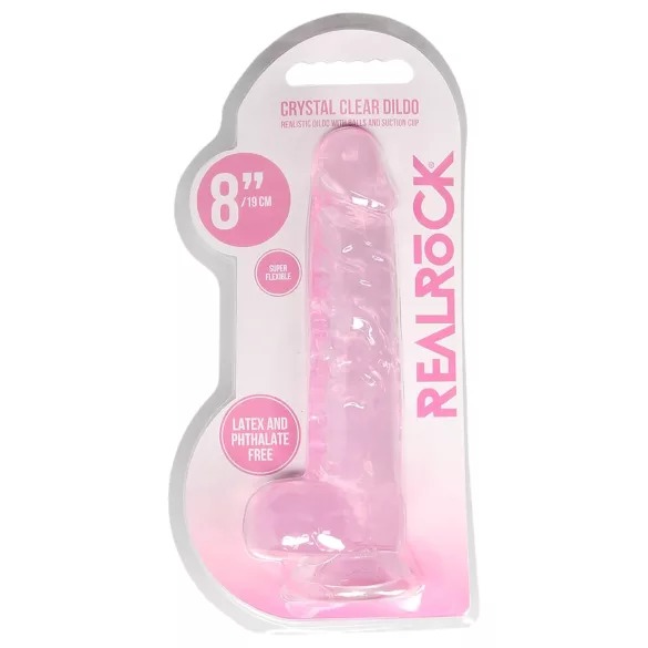 RealRock - reālistisks dildis caurspīdīgs rozā 19cm