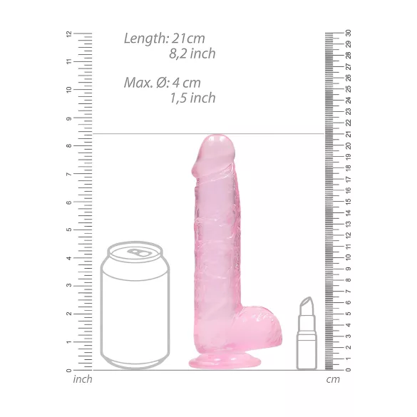 RealRock - reālistisks dildis caurspīdīgs rozā 19cm