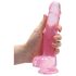 REALROCK - caurspīdīgs dabiskas formas dildo - rozā (19 cm)