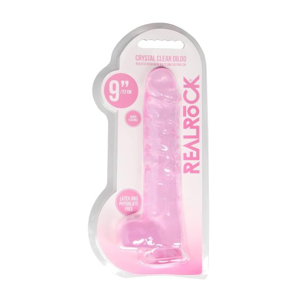 RealRock - caurspīdīgs reālistisks dildo ar piesūcēju rozā 22 cm