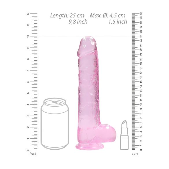 RealRock - caurspīdīgs reālistisks dildo ar piesūcēju rozā 22 cm