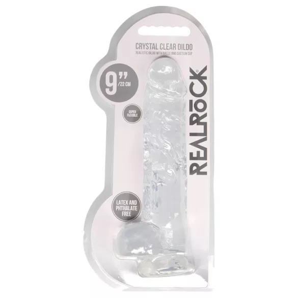 RealRock - caurspīdīgs reālistisks dildo (caurspīdīgs, 22 cm)