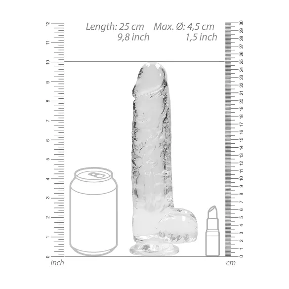 RealRock - caurspīdīgs reālistisks dildo (caurspīdīgs, 22 cm)